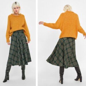 Zara Mohair Blend Chunky Knit Sweater Mustard Yellow Gold Pullover Small